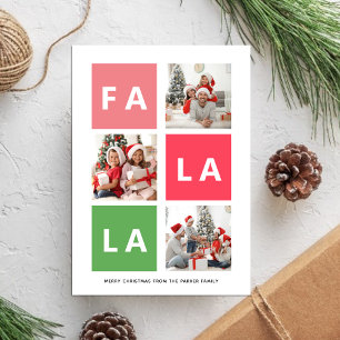 Fa La La Modern Fun Colourful Family Photo Collage Holiday Card