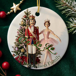 Fa La La Nutcracker Baby's Christmas Family Photo Ceramic Ornament