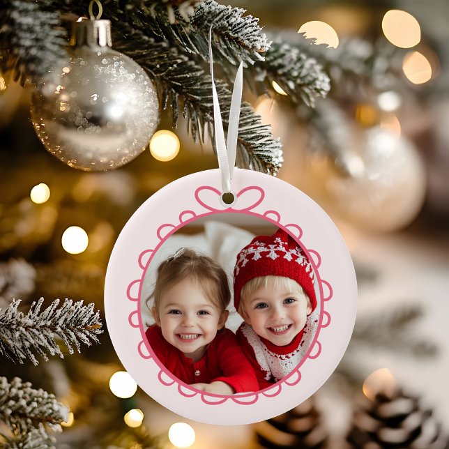 Fa La La Personalised Christmas Photo  Ceramic Ornament (Creator Uploaded)