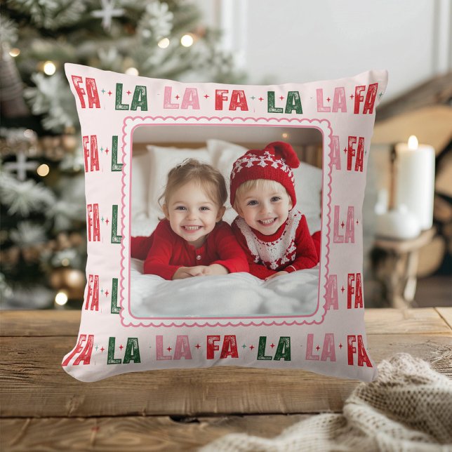 Fa La La Personalised Christmas Photo  Cushion (Creator Uploaded)