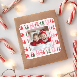 Fa La La Personalized Christmas Photo  Square Sticker