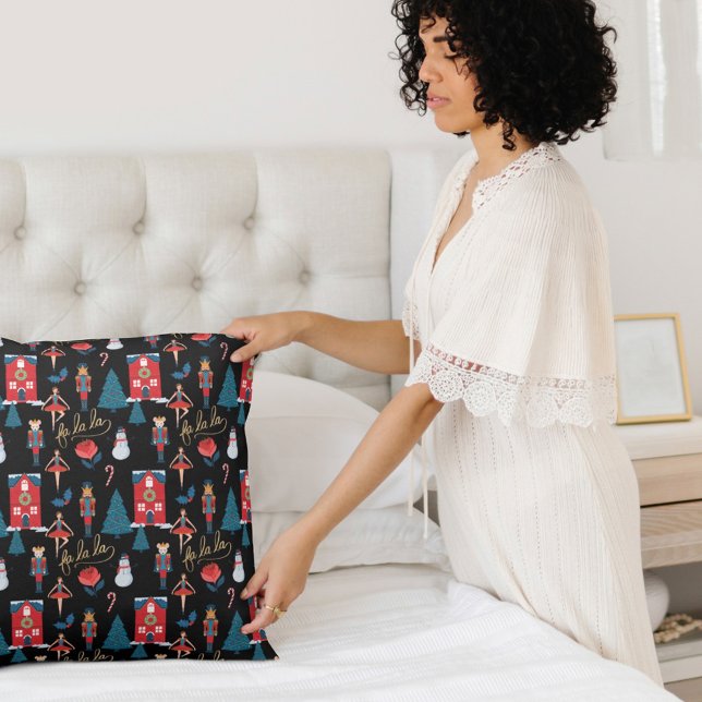 Fa La La Pink Nutcracker Christmas Ballet Scene Cushion (Creator Uploaded)