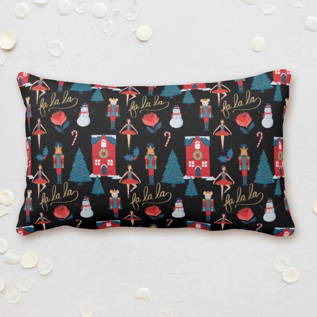 Fa La La Pink Nutcracker Christmas Ballet Scene Lumbar Cushion (Creator Uploaded)