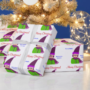 Fa La La Plum Hat Girl Christmas Wrapping Paper