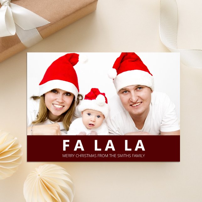 Fa La La Red Modern Christmas Photo Holiday Card (Creator Uploaded)