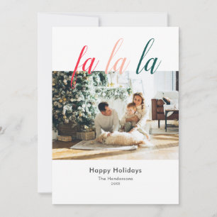 Fa La La Simple Colourful Handwriting Photo Holiday Card