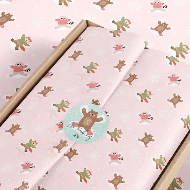 Fa La La Snow Angel Woodland Animals Fun Winter Tissue Paper (Fa La La Snow Angel Woodland Animals Fun Winter Pink Tissue Paper)