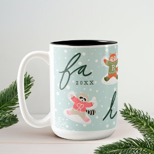 Fa La La Snow Angel Woodland Animals Fun Winter Two-Tone Coffee Mug