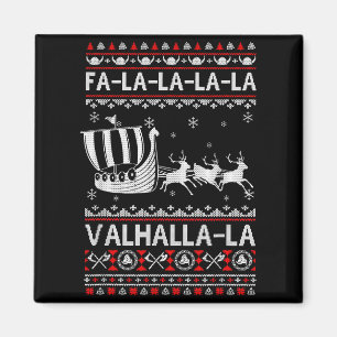 Fa La La Valhalla Viking Ship Christmas Xmas Ugly Magnet