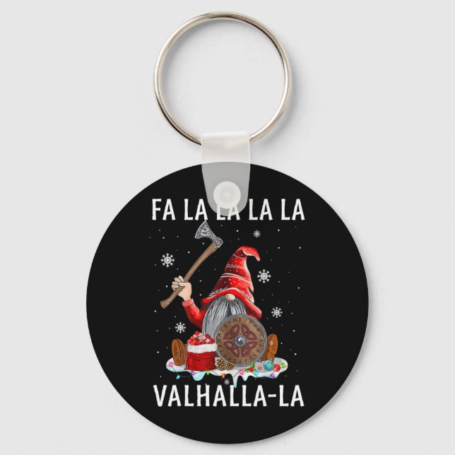 Fa La La Valhalla Xmas Gnome Beard Viking Weapon C Key Ring (Front)