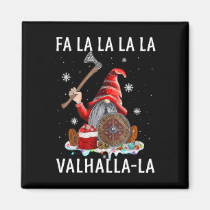 Fa La La Valhalla Xmas Gnome Beard Viking Weapon C Magnet