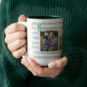 Fa La La Vintage Sheet Music Carol Family Photos Two-Tone Coffee Mug