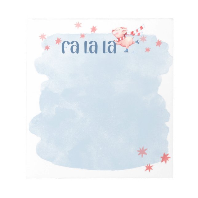 Fa La La Winter Piggie Notepad (Front)