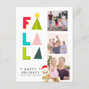 FA LA LLAMA 3 PHOTO fstaged fun kids Holiday Postcard
