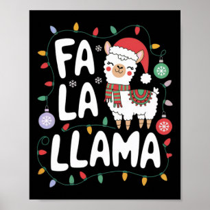Fa La Llama Funny Christmas Lights Holiday Llama  Poster