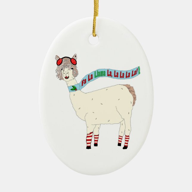 Fa La Llama La Christmas Ceramic Tree Decoration (Front)