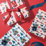 Fa La Nutcracker Christmas Family Photo Snow Globe Wrapping Paper Sheet<br><div class="desc">Beautiful, whimsical, and magical photo Christmas wrapping paper set. We've hand-painted all the illustrations and typography that you see in this holiday wrapping paper set. Our design features a beautiful vintage snowglobe, add your family photo inside the snow globe. Red flowers, holy, and a candy cane decorate the snow globe,...</div>
