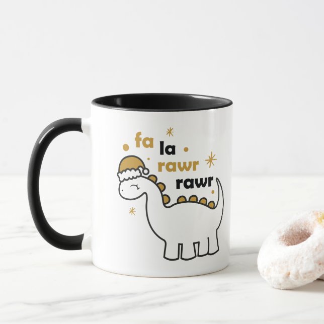 Fa La Rawr Rawr Dinosaur Mug (With Donut)