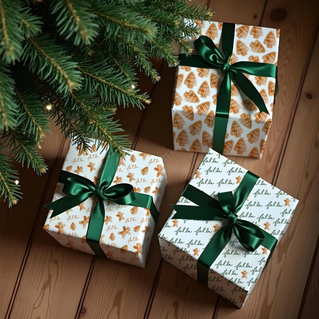 Fa La Watercolor Gingerbread Cookies Christmas Wrapping Paper Sheet (Fa La Watercolor Gingerbread Cookies Christmas Wrapping Paper Sheets)