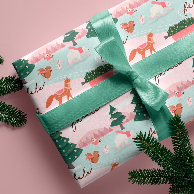 Fa La Winter Wonderland Forest Woodland Animals  Wrapping Paper (Fa La Winter Wonderland Forest Woodland Animals Wrapping Paper)