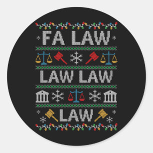 Fa Law Law Vintage Lawyer Ugly Christmas Sweater Classic Round Sticker