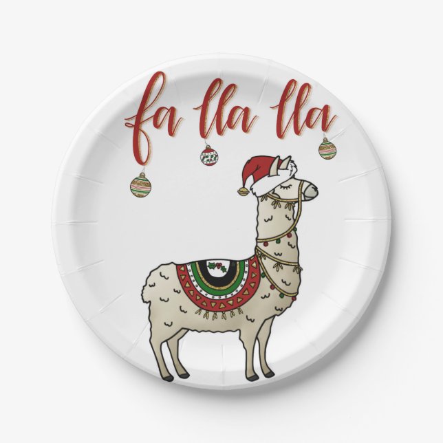 Fa Lla Lla Llama Christmas Plates (Front)