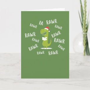 Fa rawr rawr rawr Funny Christmas Singing T-Rex Holiday Card