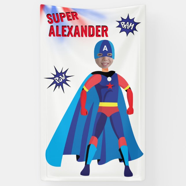 Fab Birthday Superhero USA Stunning Boy Amazing Banner (Vertical)