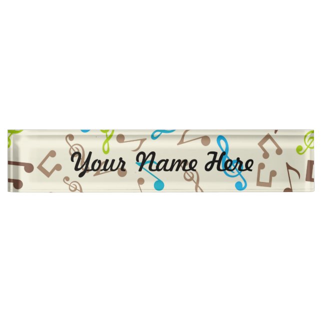 Fab Blue & Green Music Notes Nameplate (Front)