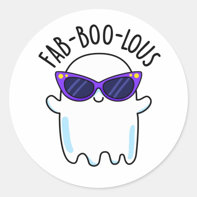 Fab-Boo-Lous Funny Ghost Pun  Classic Round Sticker (Front)