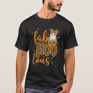 Fab Boo Lous Funny Leopard Cute Coquette Bow Ghost T-Shirt
