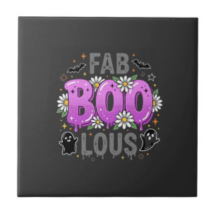 Fab Boo Lous Halloween Ghost Design_1 Ceramic Tile