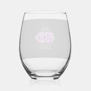 Fab Boo Lous Halloween Ghost Design_1 Stemless Wine Glass