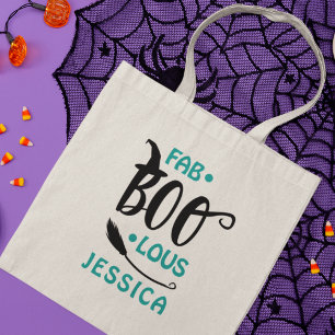 Fab-Boo-Lous Halloween Witch Personalised Name Tote Bag