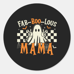 Fab Boo Lous Mama Retro Ghost Spooky Mama Hallowee Classic Round Sticker