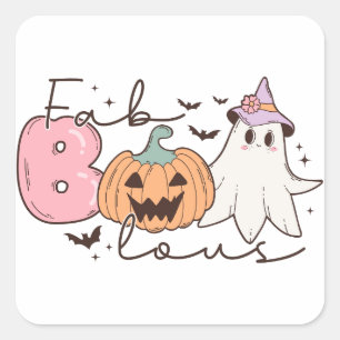 Fab-boo-lous Retro Groovy Halloween Square Sticker