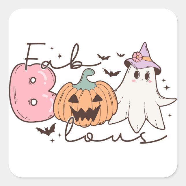 Fab-boo-lous Retro Groovy Halloween Square Sticker (Front)