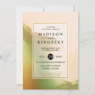 Fab Chartreuse Abstract Incredible Budget Wedding Invitation