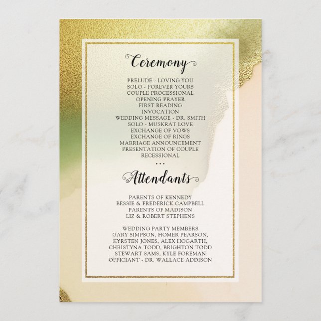 Fab Chartreuse 🤵 Bold & Stylish Budget Wedding Program (Back)