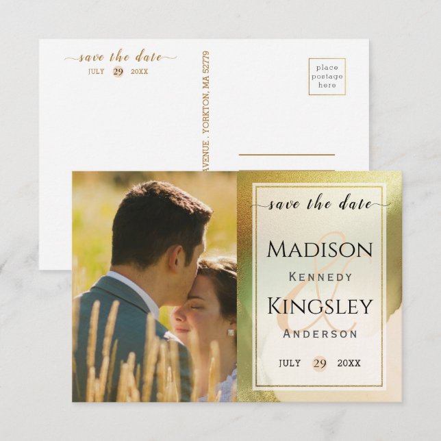 Fab Chartreuse 🤵 Bold & Stylish Budget Wedding Save The Date (Front/Back)