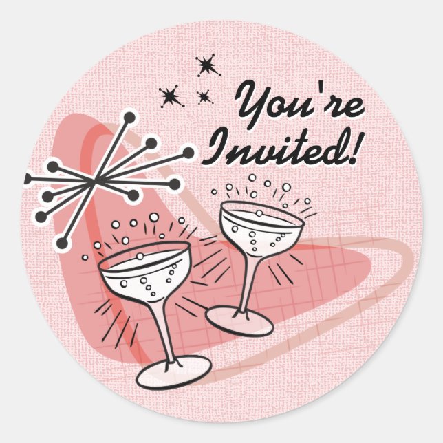 Fab Fifties Wedding Engagement Shower Stickers (Front)
