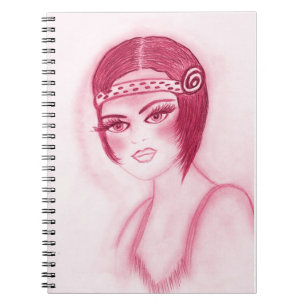 Fab Flapper Girl in Red Notebook