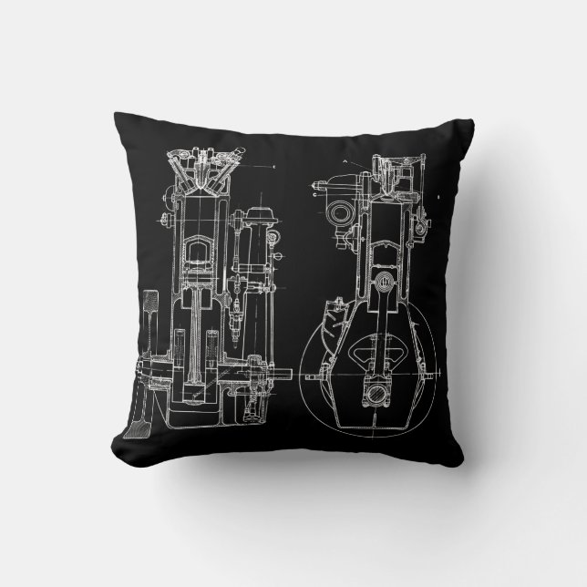 FaB MeChaNiCal DrAwinG BlUEpRiNT BlAcK AnD WhITe! Cushion (Front)