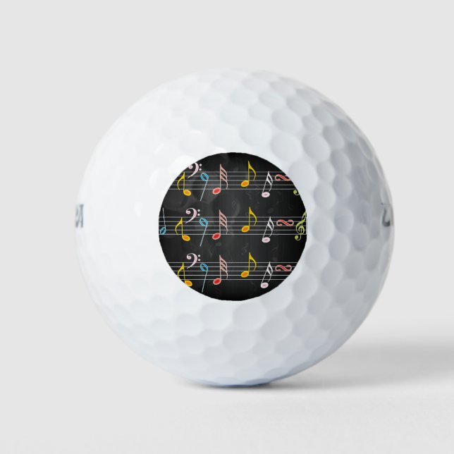 Fab Music Notes on Black Golf Balls (Front)
