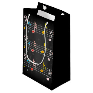 Fab Music Notes on Black Small Gift Bag