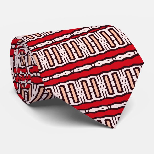 Fab Pattern 2 (red coral) Tie (Rolled)