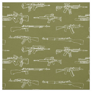 Fab rifle & guns design on green fabric