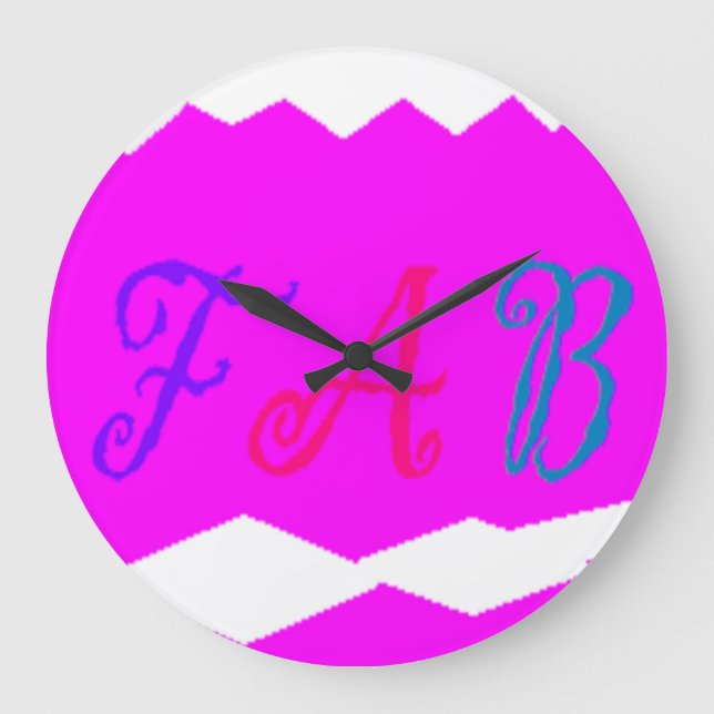 Fab vibrant pink design with coloured text large clock (Front)