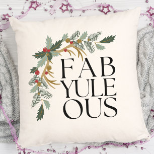 Fab-Yule-Ous Modern Christmas Green, Red and Gold Cushion