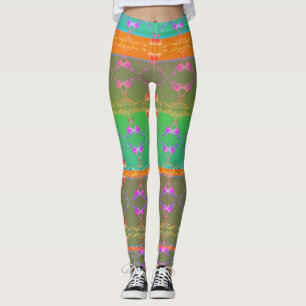 Faberge Inspired Rose Floral Folk Revival Leggings